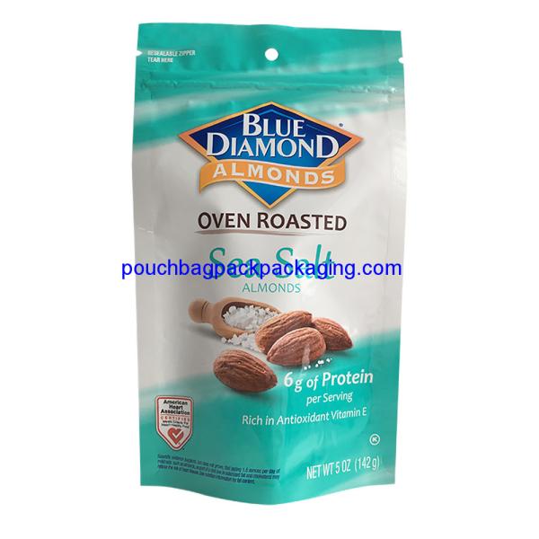 Almond stand up bag with zipper, Printed Aluminum Foil standing zip pouch