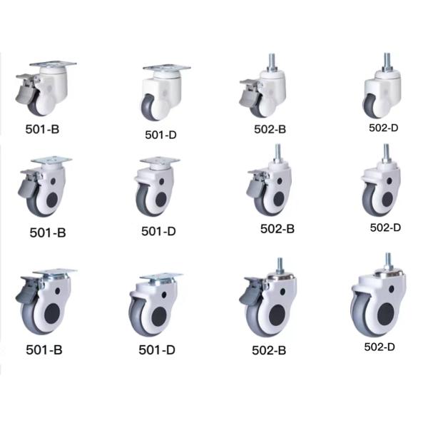 TPR Silent Swivel Medical Hospital Caster Wheels 5 Inch