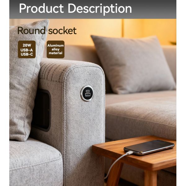 Sofa Desk Grommet Usb Hub Wireless Charger QC3.0 For Sofa Bed Couch 31mm