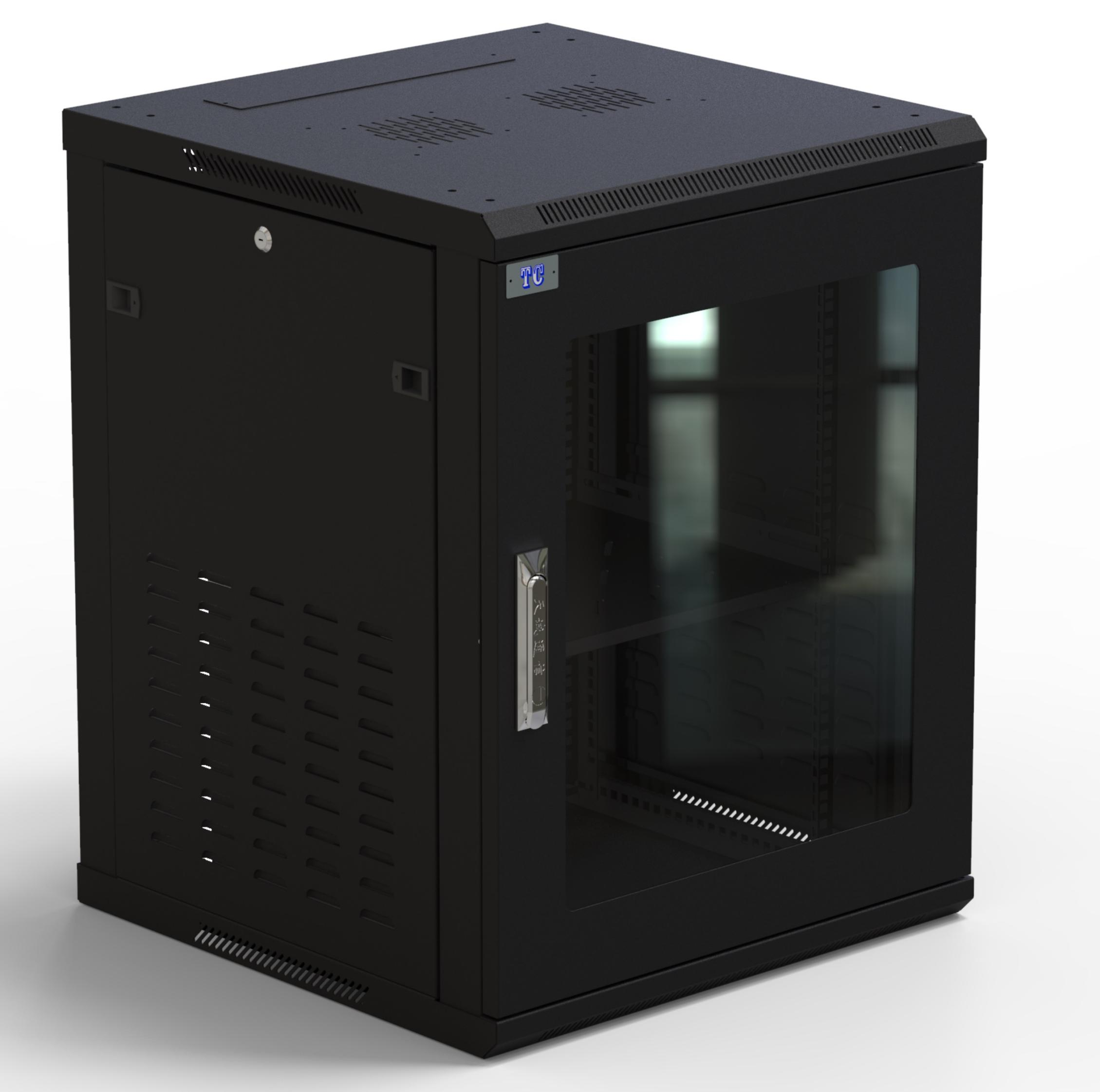 27U Wall-Mounted Network Rack Cabinet with Plexiglass Door and IP20 Protection