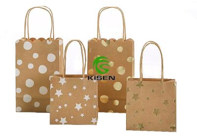 Glitter Kraft Paper Shopping Bags For Gift Packing Environment Friendly