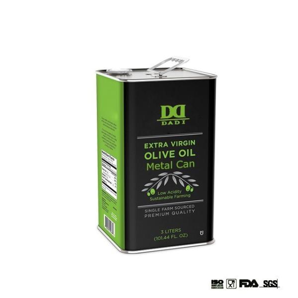 DADI 1.25L Rectangular Super Oil Container Food Grade Tin with Imported Plastic Spout 1L Capacity Olive Food Oil Can