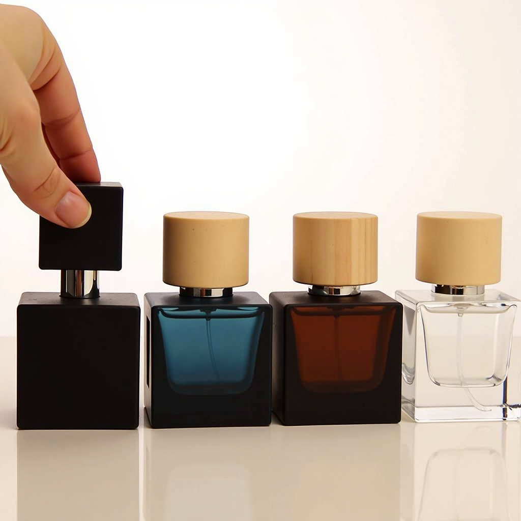 Luxury Square Glass Spray Perfume Bottle 30ml 50ml 100ml Customized Printing
