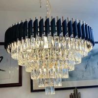 Casa de suspensão das luzes do diodo emissor de luz do ouro preto luxuoso interno redondo da luz do pendente