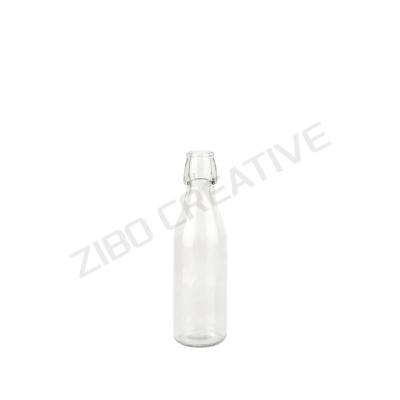 250ml Flint Round Clear Glass Water Bottle Swing Top For Juice 202g CY-802