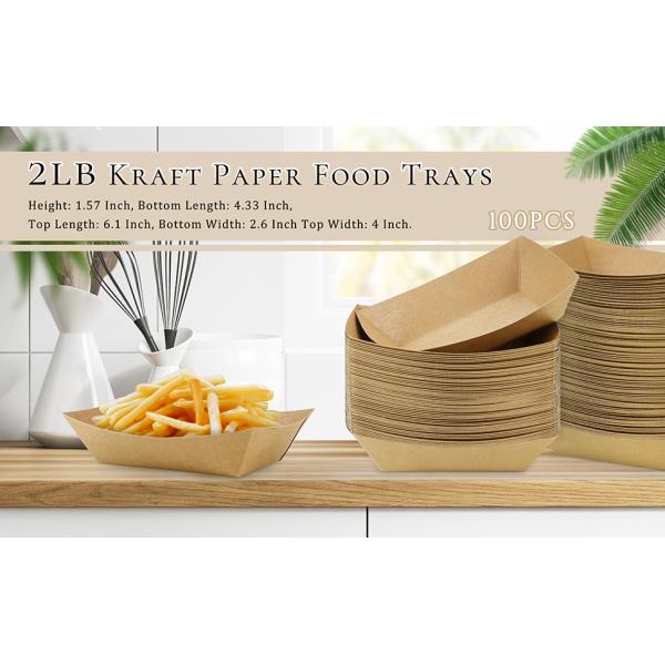 Kraft Paper Recyclable Eco-Friendly Food Serving Boats Take Out Food Trays Party Supplies For Tacos, Nachos