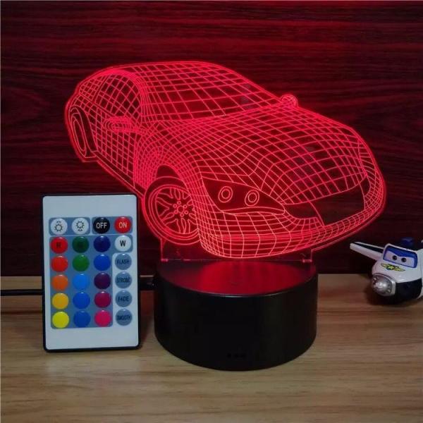 Indoor Acrylic 3D LED Smart Car  Night  Light for Gift ,Car shape Decoration LED Light in many colors