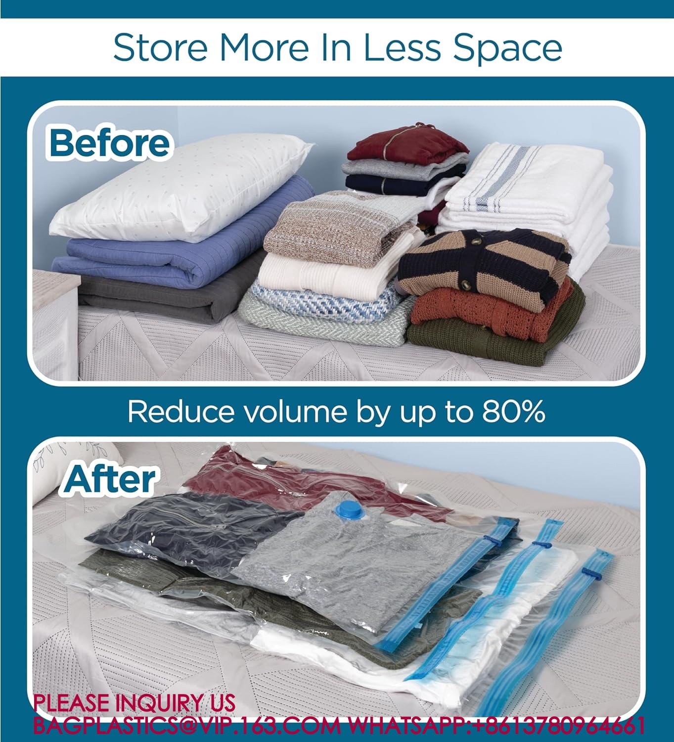 Space Saving Clothes Vac Pack Vacuum Storage Bags Variety Pack with Hand Pump Included