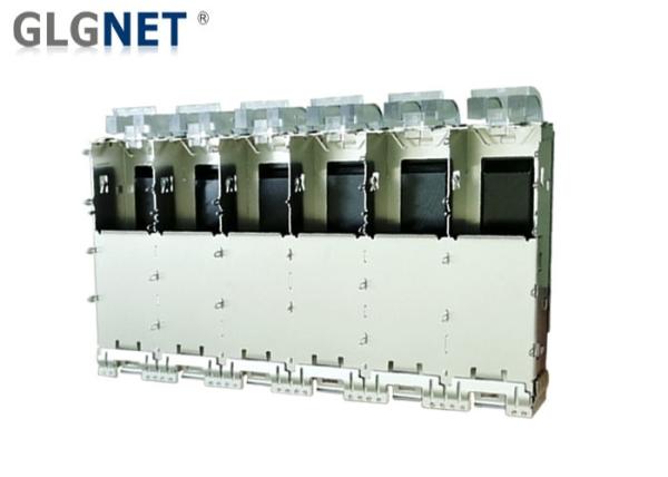 Light Pipe Heat Sink SFP Cage Connector Six Ports In Ganged Structure