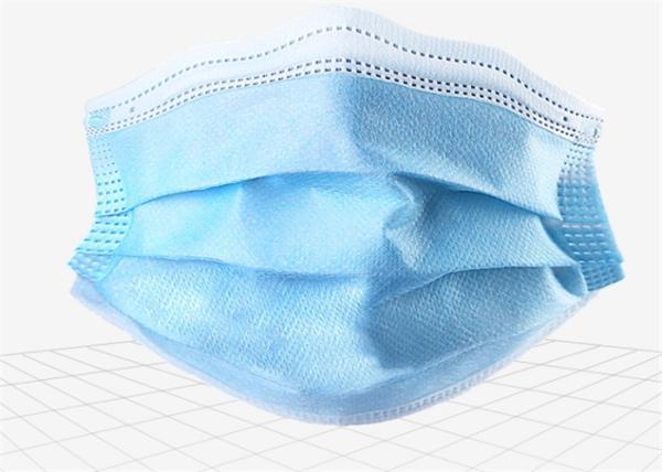 Disposable Blue Earloop Face Mask , Disposable Hospital Masks Adjustable Nose Bar