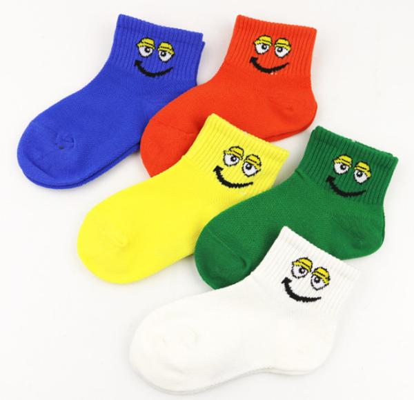 Smile Face Kids Colorful Socks / Kids Fashion Socks Knitted Snagging Resistance