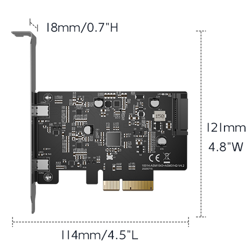 10Gbps PCIe USB C Expansion Card Dual Port Type C PCI Express X4 Card