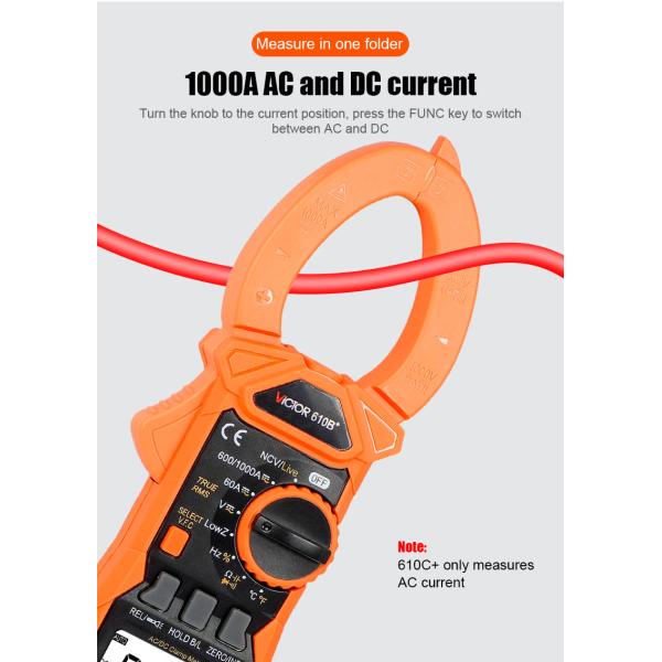 VFC True RMS NCV VICTOR 1000V 1000A Digital Clamp Meter 5999 Counts