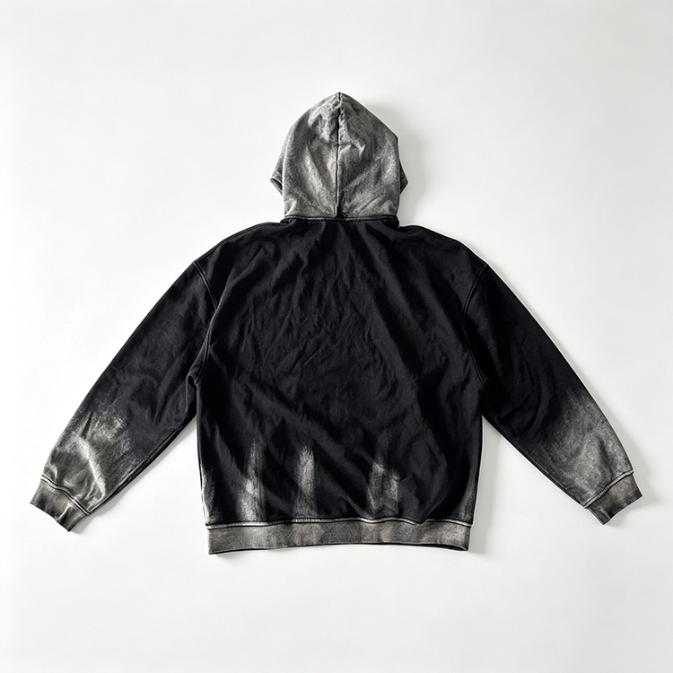 A528 Vintage Gradient Washed Hoodie Men Oversized Spray Fade Pullover Streetwear Hooded Sweatshirt