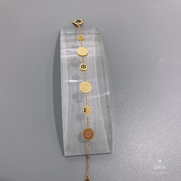 18 Karat Stainless Steel Gold Necklace Womens Round Openwork Pendant
