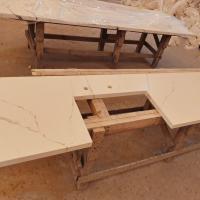 Plantillas de piedra de cuarzo personalizadas para gabinete con grifo