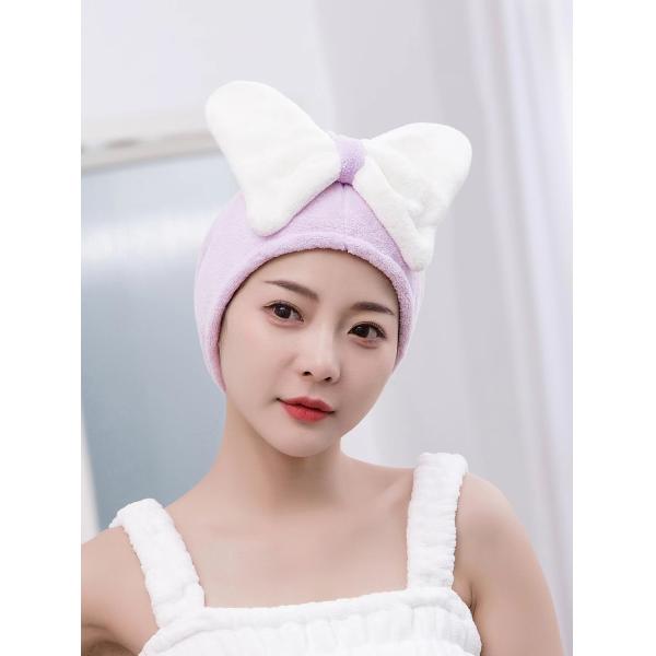 Сверхтонкие волокна Милая дуга Сухие шапки для волос для всех возрастов Быстро поглощающие женские полотенца