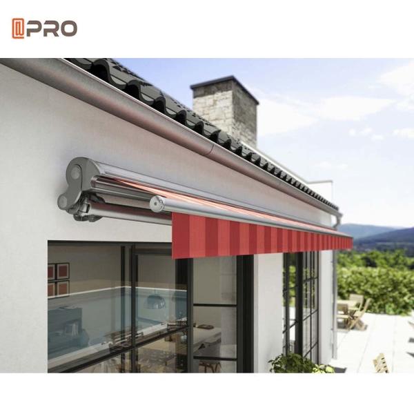 Powder Coated Outdoor Motorized Awning Full Cassette 6M Wall Mount Folding Arm Awning