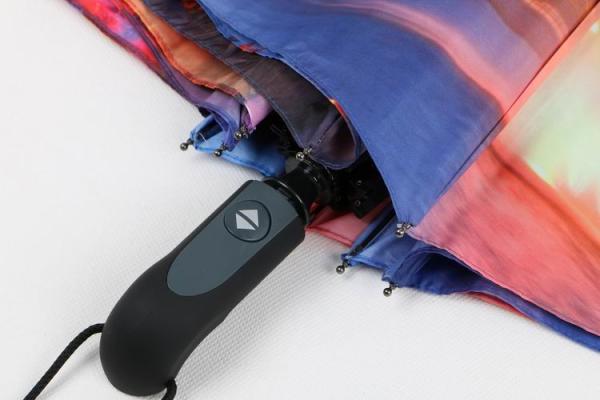 Digital Printing 3 Telescopic Golf Umbrella , Folding Golf Umbrella Soft Rubber Handle