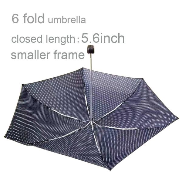 5.6 Inch Length Custom Black Coating Panel Umbrella 6 Folded Customized Printing Logo
