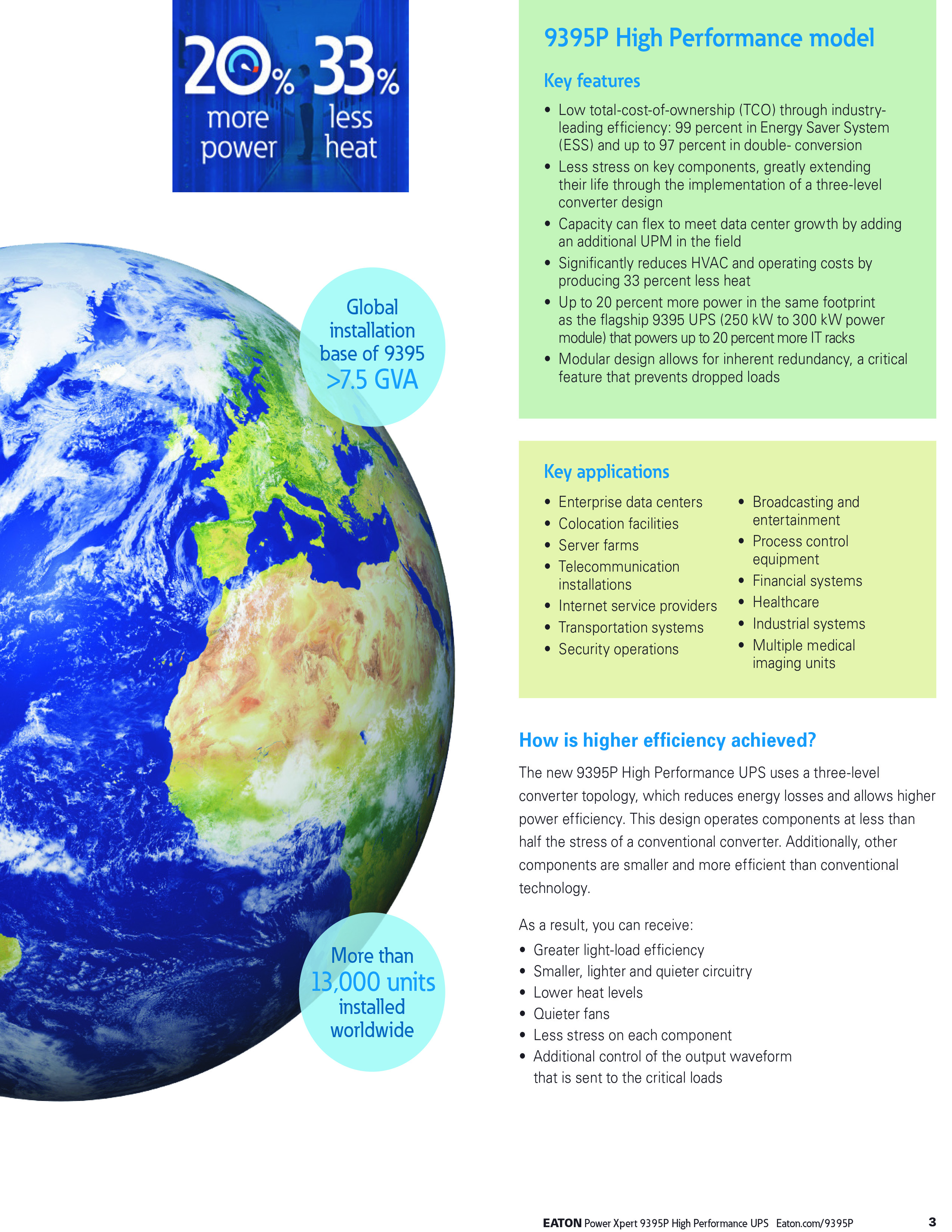 EATON UPS Бренд UPS неограниченный источник питания 1200KVA 3-фазные онлайн системы питания UPS для США