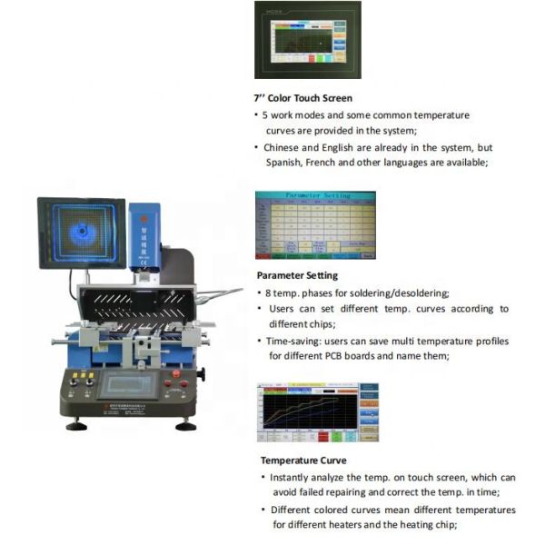 WDS650 BGA Rework Station with Triple-Zone Heating HD Optical Alignment and Touchscreen Interface for Precision BGA Repair