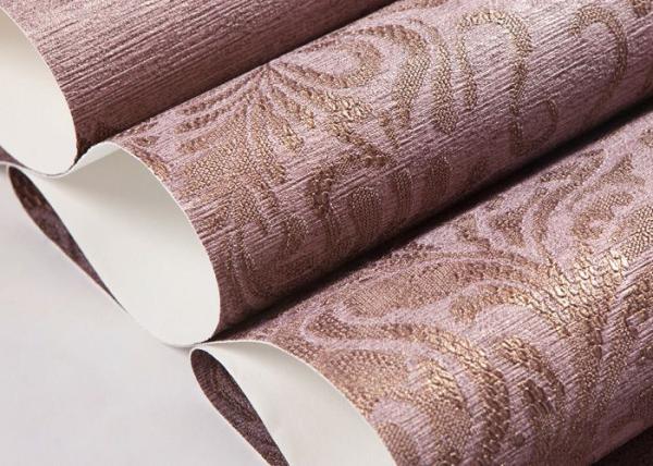 Removable Retro Vintage Wallpaper , Symmetrical Brown Floral Pattern Wallpaper