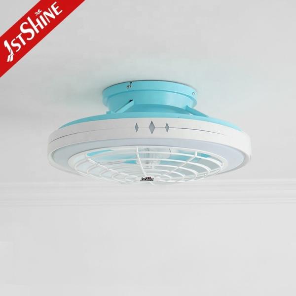 20 polegadas ABS azul lâmpadas de baixo perfil ventilador de teto com controle remoto e corpo de lâmpada de metal