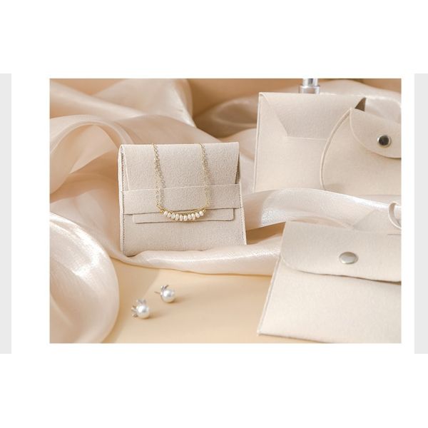 Jewellery Pouch Customized LOGO Apricot Microfiber Velvet Bag Envelope Bag Anti-Oxidation Jewelry Storage Jewelry Bag