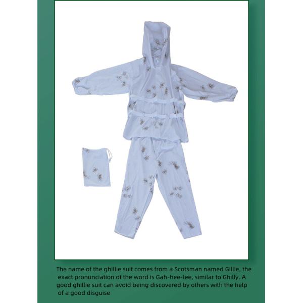 Cotton Snow Camouflage Clothing Three Piece White Ghillie Suit