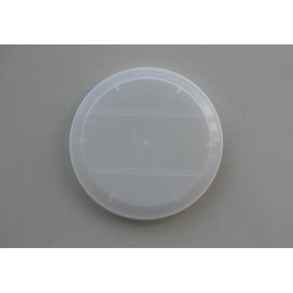 White convex shape plastic PE caps with spoon inserted for porridge tin can
