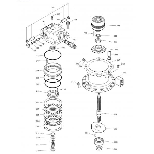 Conjunto do motor de giro da escavadeira Doosan DX225 Motor de giro K1000697A