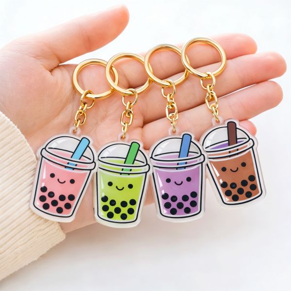 Custom DIY Acrylic Keychain – Glitter Epoxy Fill, Transparent Cute Cartoon & Anime Pendant Design