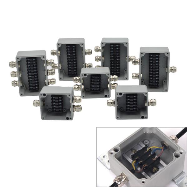Die-cast Aluminum Distribution Junction Box Waterproof with Terminal Blocks 120*80*55mm