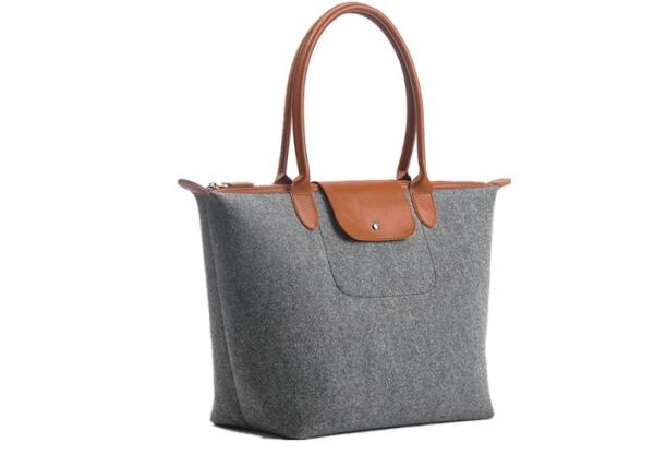 Multifunction 13'' 14'' Felt Handbag 43 Color Button And Zipper Design