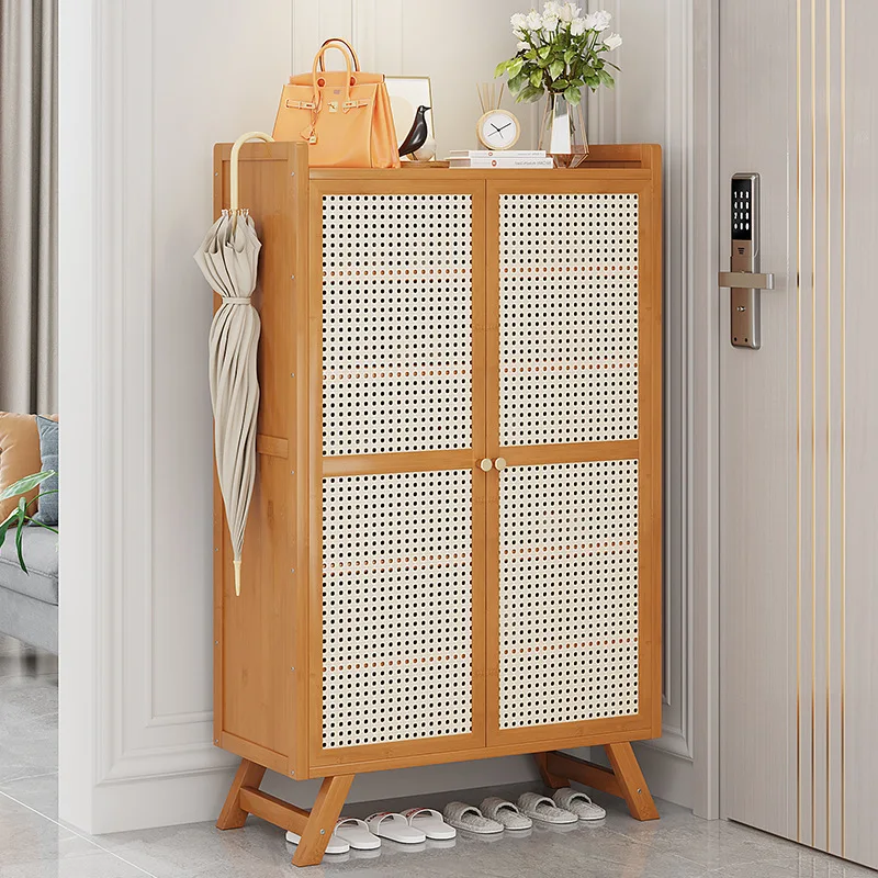Breathable Shoe Cabinet with Doors, Freestanding Entrance Multi-layer Storage Rack