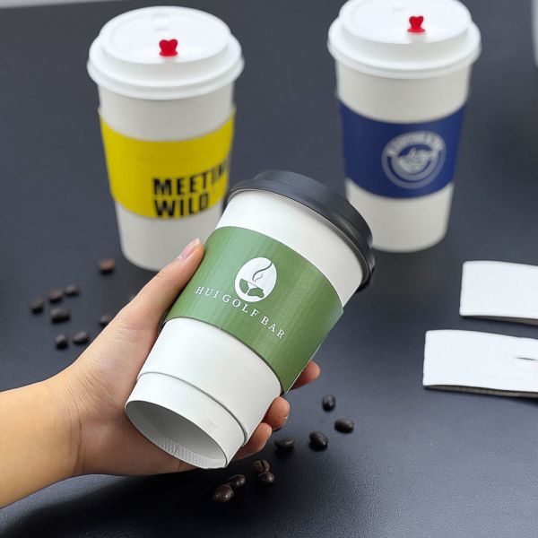 Full Color Printed Eco-Friendly Recycled Kraft Double Wall Corrugated Paper Cup Sleeves