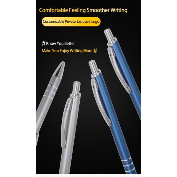 Bureau d'affaires stylo à bille en aluminium lisse avec logo personnalisé