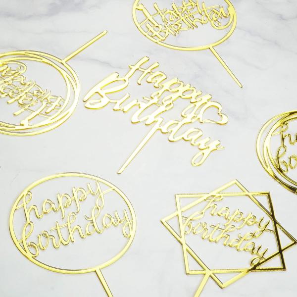 Birthday Cake Topper Set, Double-Sided Glitter, Acrylic Happy Birthday Cake Toppers/Cupcake Toppers, Birthday Decor
