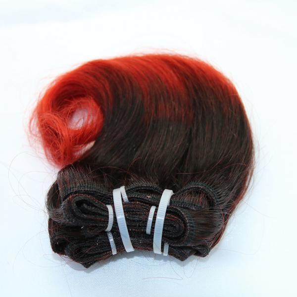8 Inches Wholesale Peruvian Hair Ombre Red Color Snail Weft Machine