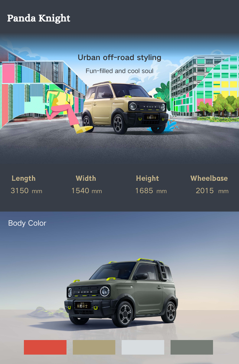 2025 for Panda Mini EV Electric Car 210KM Range 3 Door 4 Seats Hatchback