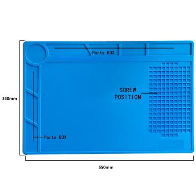 Non Toxic Blue ESD Rubber Mat Silicone Rubber Phone Mat with magnetic section