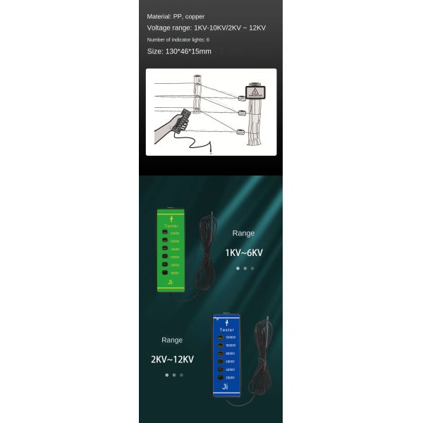 6000V Electric Fence Tester High Voltage Portable Non Contact Voltage Tester With Bright Green Shell