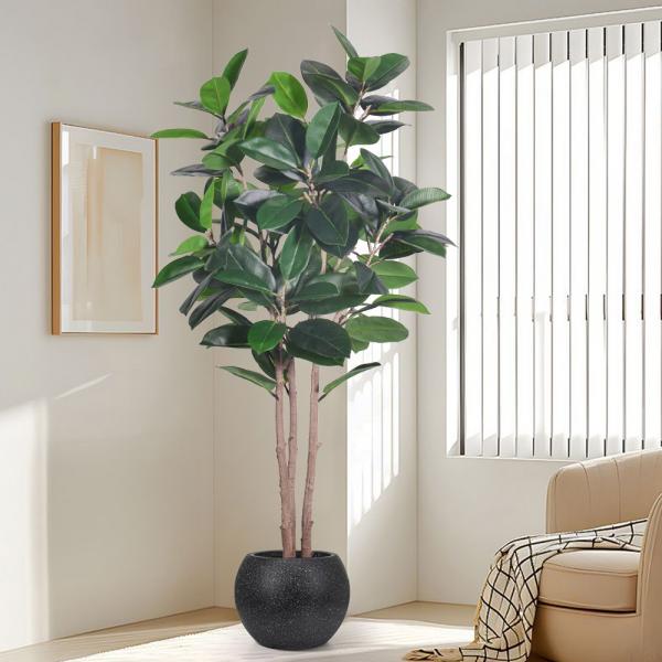 Tropical Faux Oak Tree Bonsai Plant Faux Rubber Tree Plant for Home & Garden Decorative Artificial Rubber Tree for Backyard Decor