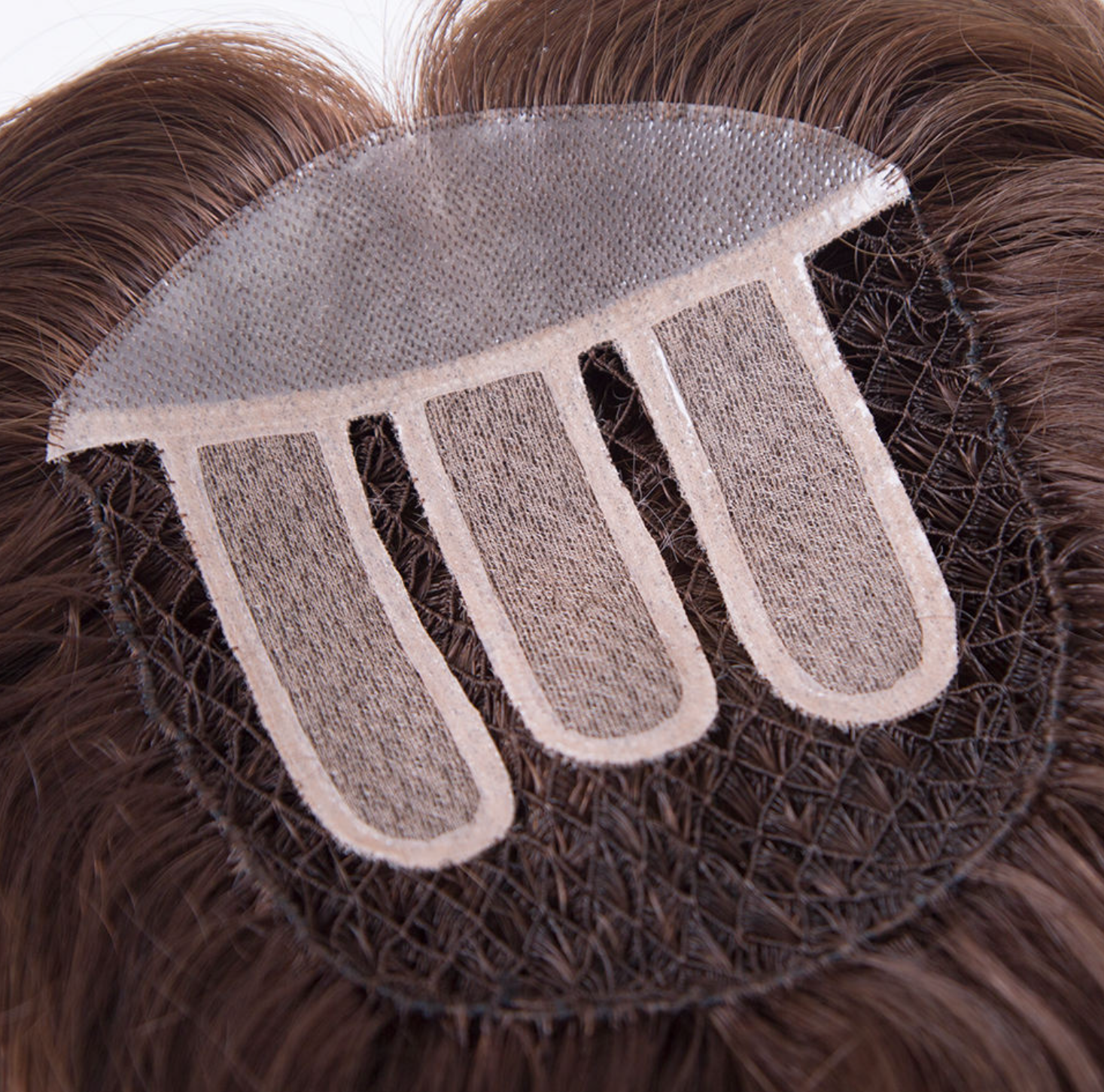 High Quality Natural Long Brown Integration Fishnet Base Virgin Multi Parting Hand Tied Human Hair Topper For Woman