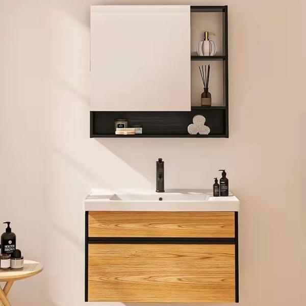 Marble Countertop Mirror Lamp Bathroom Vanity Furniture With Shiny Bath Vanity Cabinets
