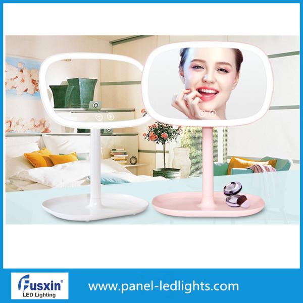 Small LED Table Portable Makeup Mirror With Lights 4pcs AA Battery Power