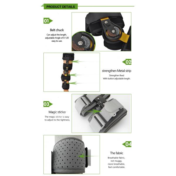 Hot selling good design black adjustable knee orthopedic brace