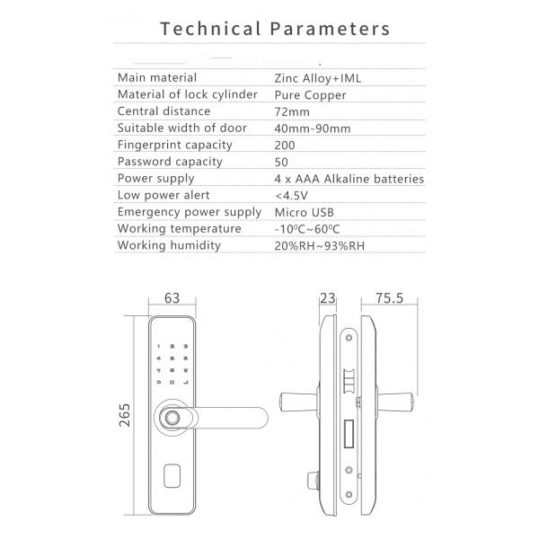 High Quality Hot Selling Fingerprint Indoor Tuya WiFi APP Smart Zinc Alloy TT Lock Door Lock for Apartment House