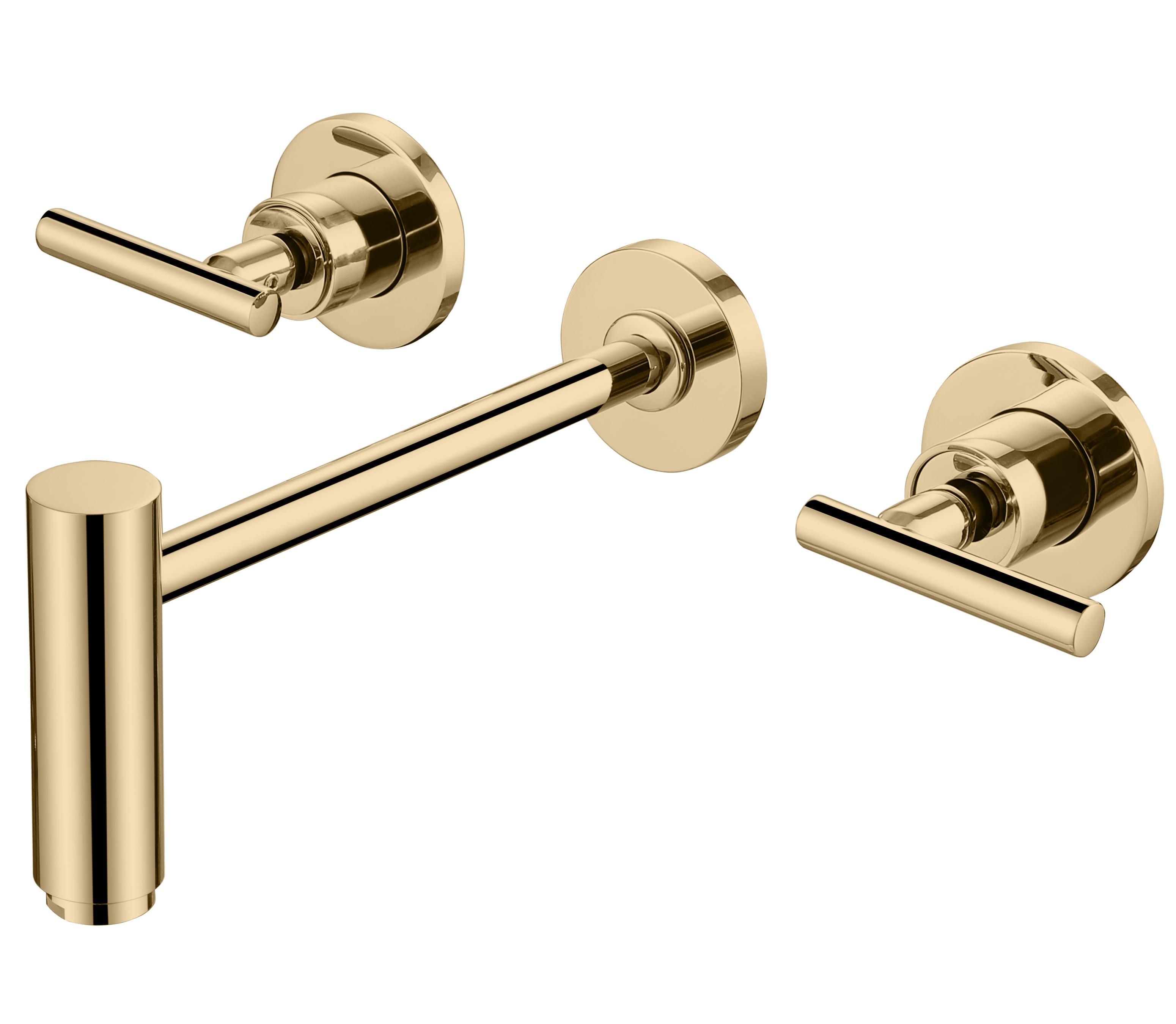 Straight T Bar Concealed Bathroom Lavatory Faucet 3 Hole Gunmetal Grey Brushed Gold